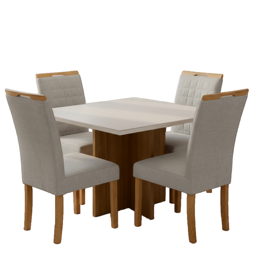 Mesa Salinas/Helô/Los Angeles 120 Cinamomo/Off White com Cadeiras Pandora 01 Veludo Cinza Prata 127 – CEL MÓVEIS + CAR - Imagem 3