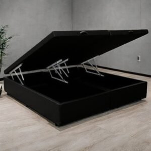 Base Box Queen Baú Corino Preto – ALTO NÍVEL CAMAS E COLCHÕES