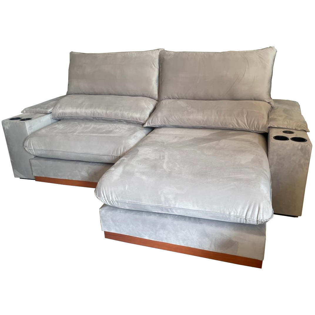 Sofá Retrátil e Reclinável Grazi 2,50 m Veludo Cinza Prata 3725 - UNIART ESTOFADOS - Imagem 6