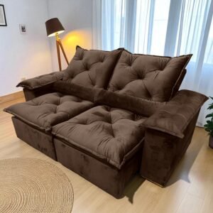 Sofá Retrátil e Reclinável Grécia 2,00 m Marrom - QUINE ESTOFADOS