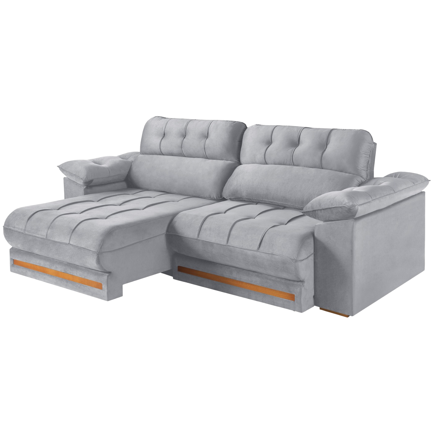 Sofá Retrátil e Reclinável Arezzo Comfort 2,50 m Veludo Cinza Prata - SINGULAR ESTOFADOS - Imagem 2