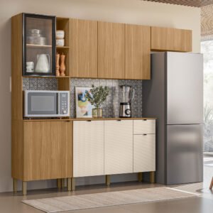 Cozinha Compacta 2,507 m Vert Plus Freijó/Freijó/Soft - KITS PARANÁ