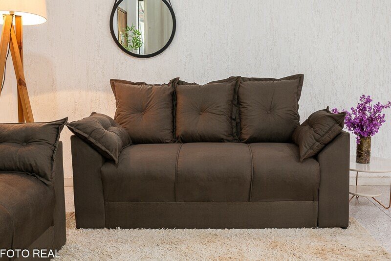 Sofá 3 e 2 lugares Petra Veludinho Marrom 603 - Imagem 2