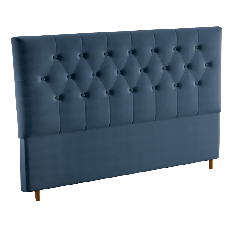 Cabeceira Casal Turim Veludo Azul B024- LARMÓVEIS/TREVO ESTOFADOS - Imagem 2