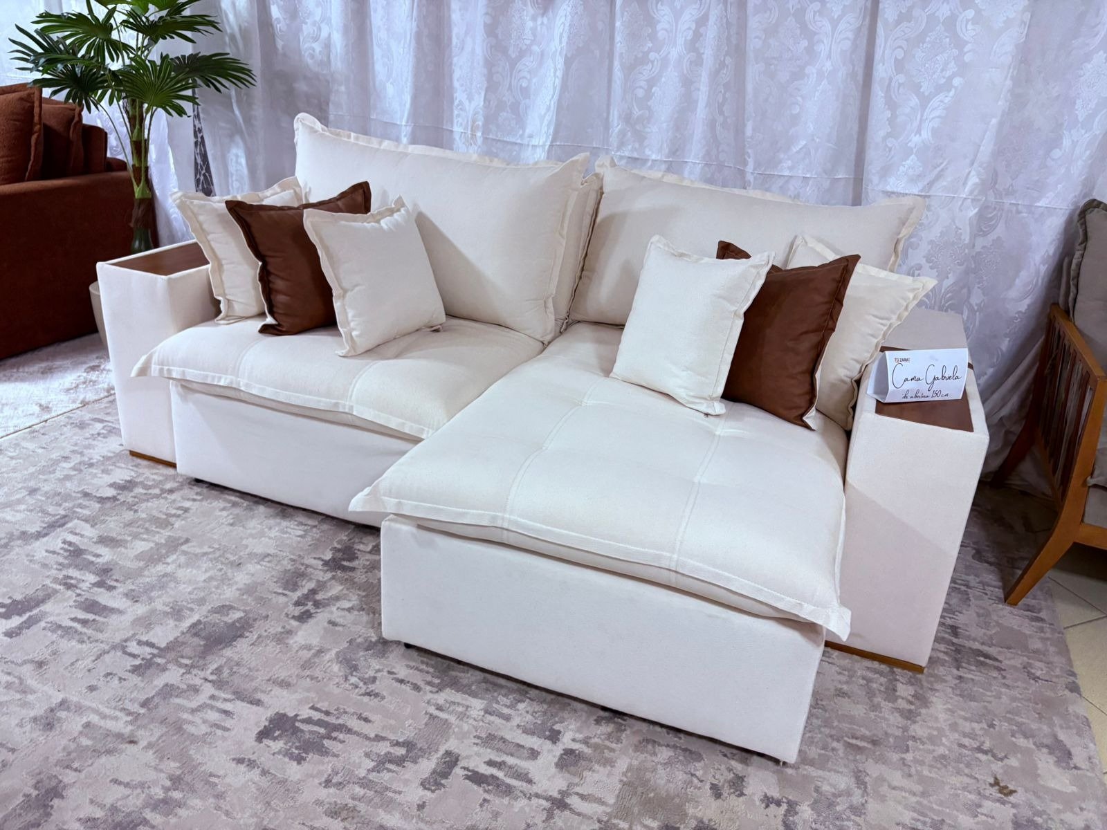 Sofá Cama Retrátil Tebas/Thebas/Gabriela 2,30 m Linho Cru 304/Courino Dalas - ZARAT ESTOFADOS - Imagem 2