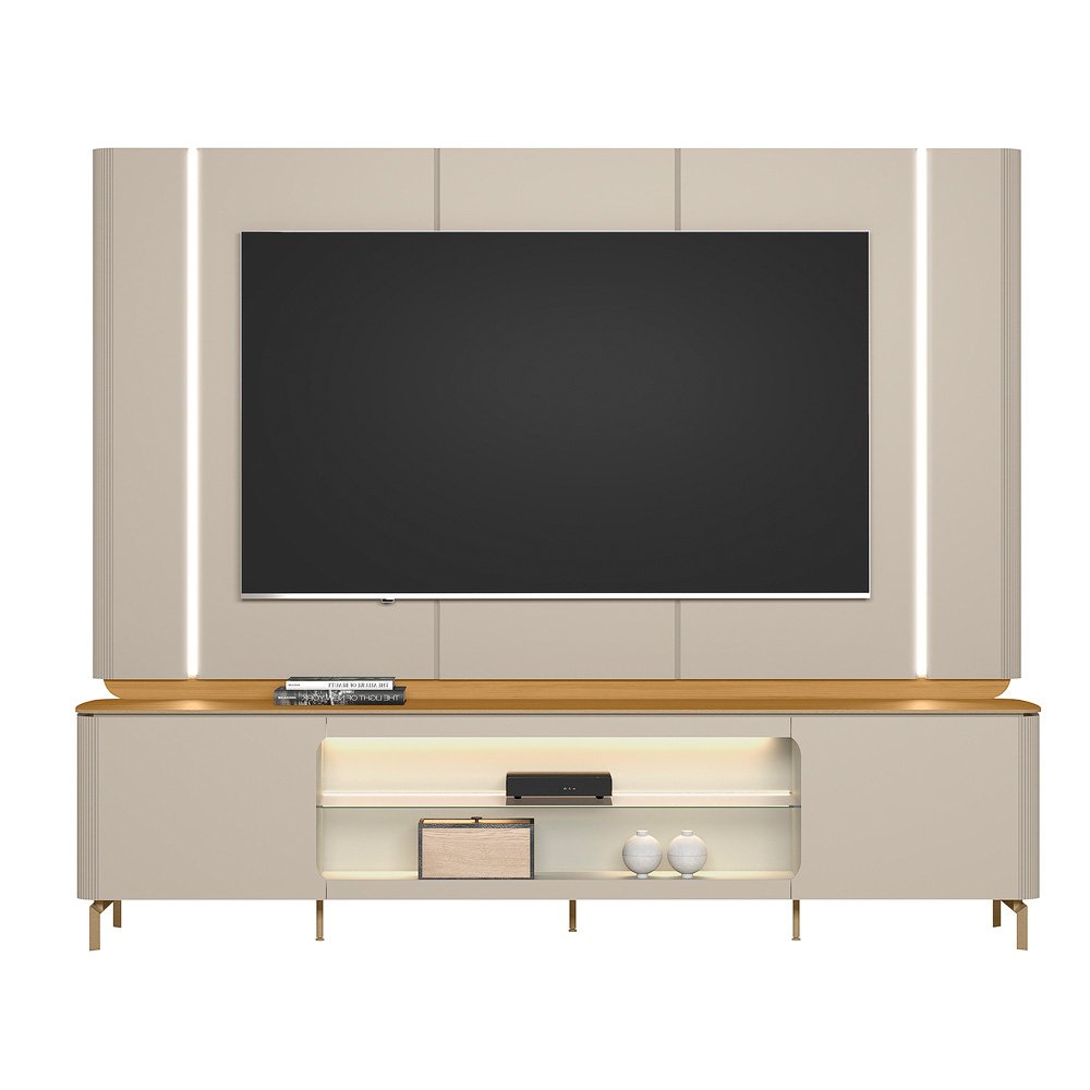 Painel + Rack Santorini Off White/Tauari Fosco - LINEA BRASIL - Imagem 10