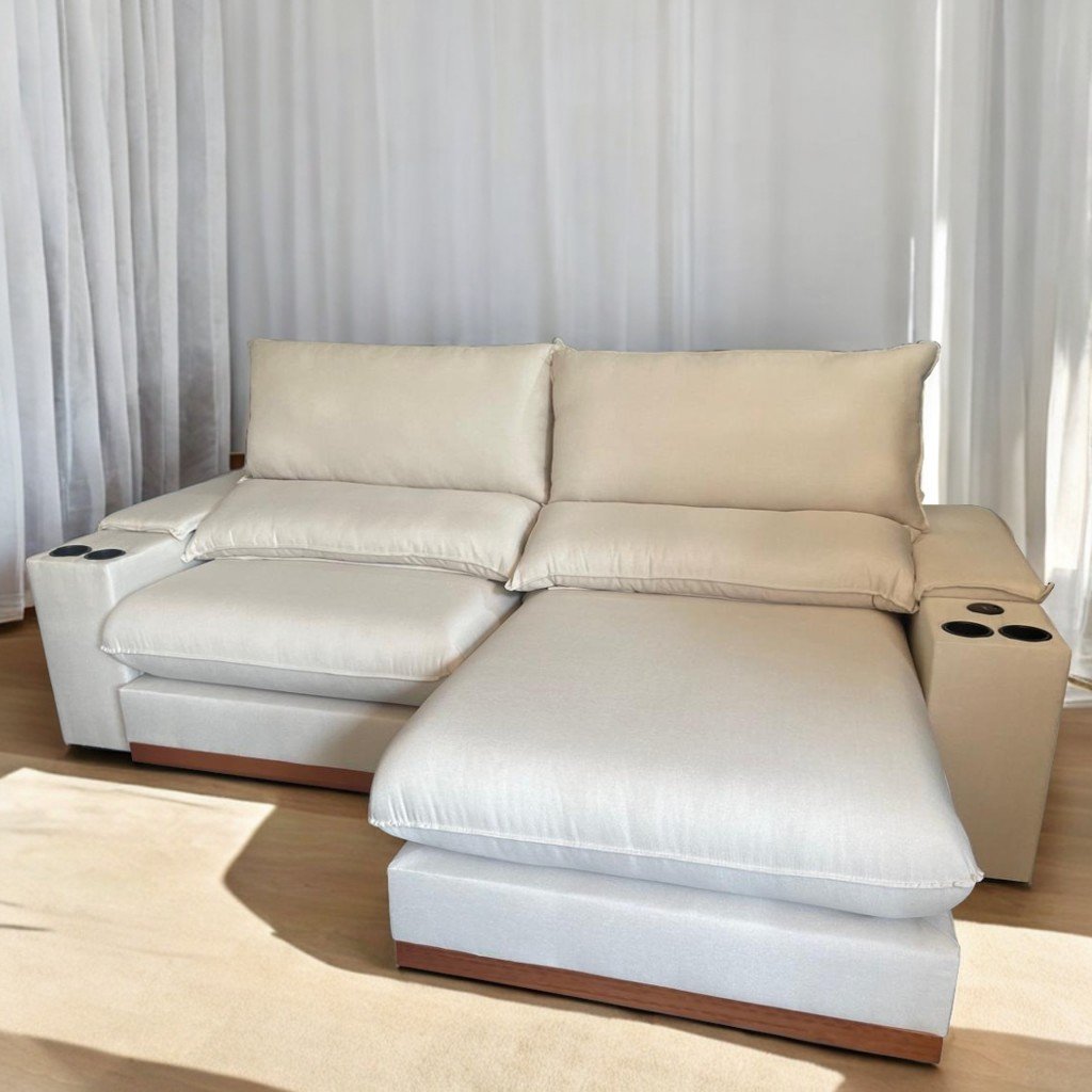 Sofá Retrátil e Reclinável Grazi 2,50 m Linho Bege 3105 - UNIART ESTOFADOS - Imagem 2