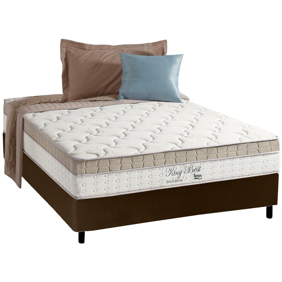 Colchão Casal King Best D28 + Base Box Simples Corino Marrom – ANJOS COLCHÕES + ALTO NÍVEL CAMAS E COLCHÕES - Imagem 2