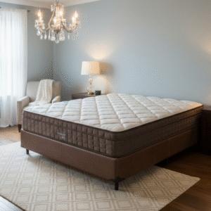 Colchão Casal Star One D28/AG D70 + Base Box Simples Corino Marrom – ANJOS COLCHÕES + BIOSTAR