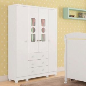 Guarda-Roupa 4 Portas Tedy Branco Brilho - PEROBA MÓVEIS