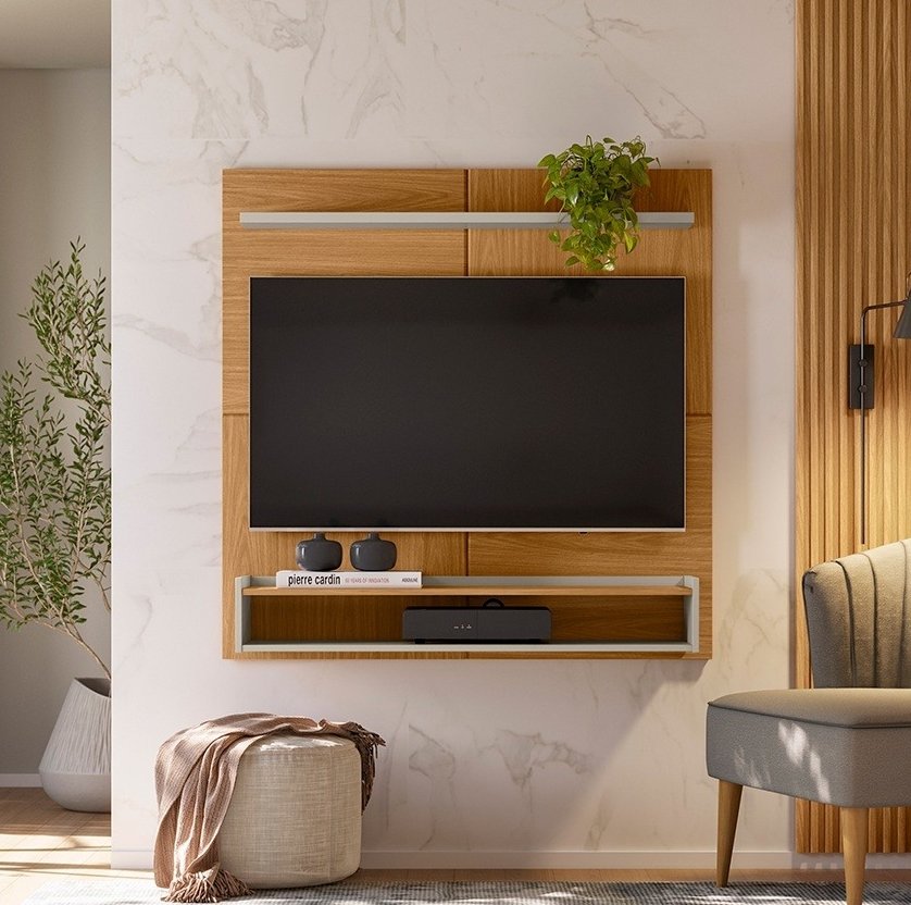 Painel Home até 50" Creta Nature/Off White - LINEA BRASIL