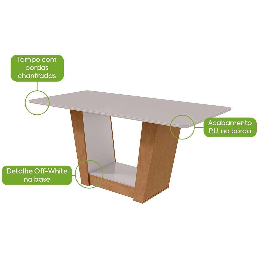 Mesa Apogeu (Tampo Maxi) 170 Amêndoa Clean/Off White - LOPAS - Imagem 2