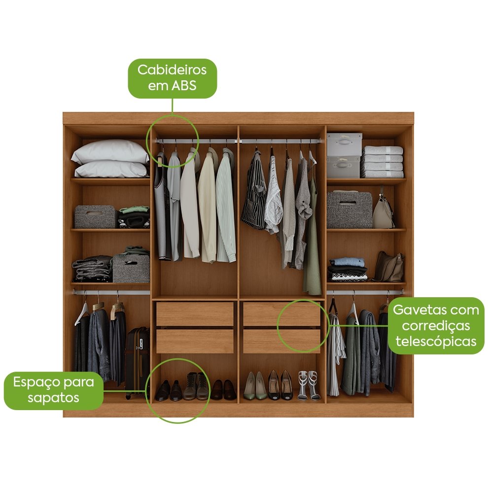 Guarda-Roupa 8 Portas Andara Soft 2,36 m Amêndoa Clean - LOPAS - Imagem 2