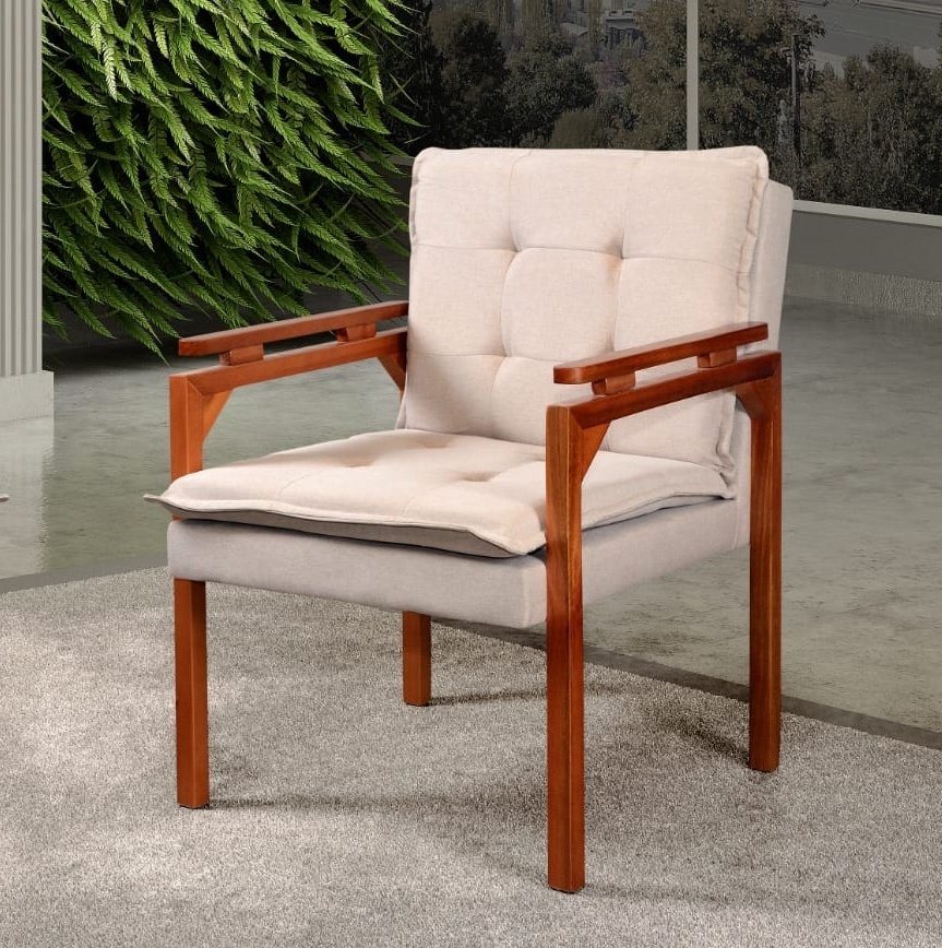 Poltrona Belíssima Linho Bege - JOSEBE DECOR - Imagem 4