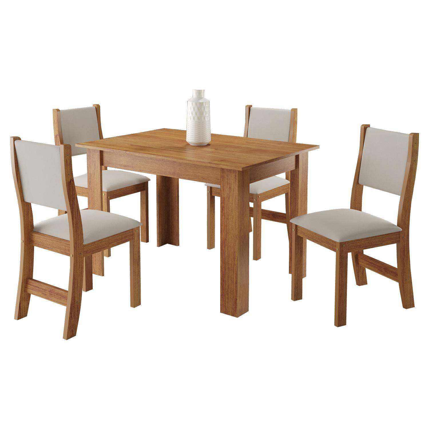 Mesa Palace/Perla Mel com 4 Cadeiras Sol Linho Bronze – VIERO MÓVEIS - Imagem 3