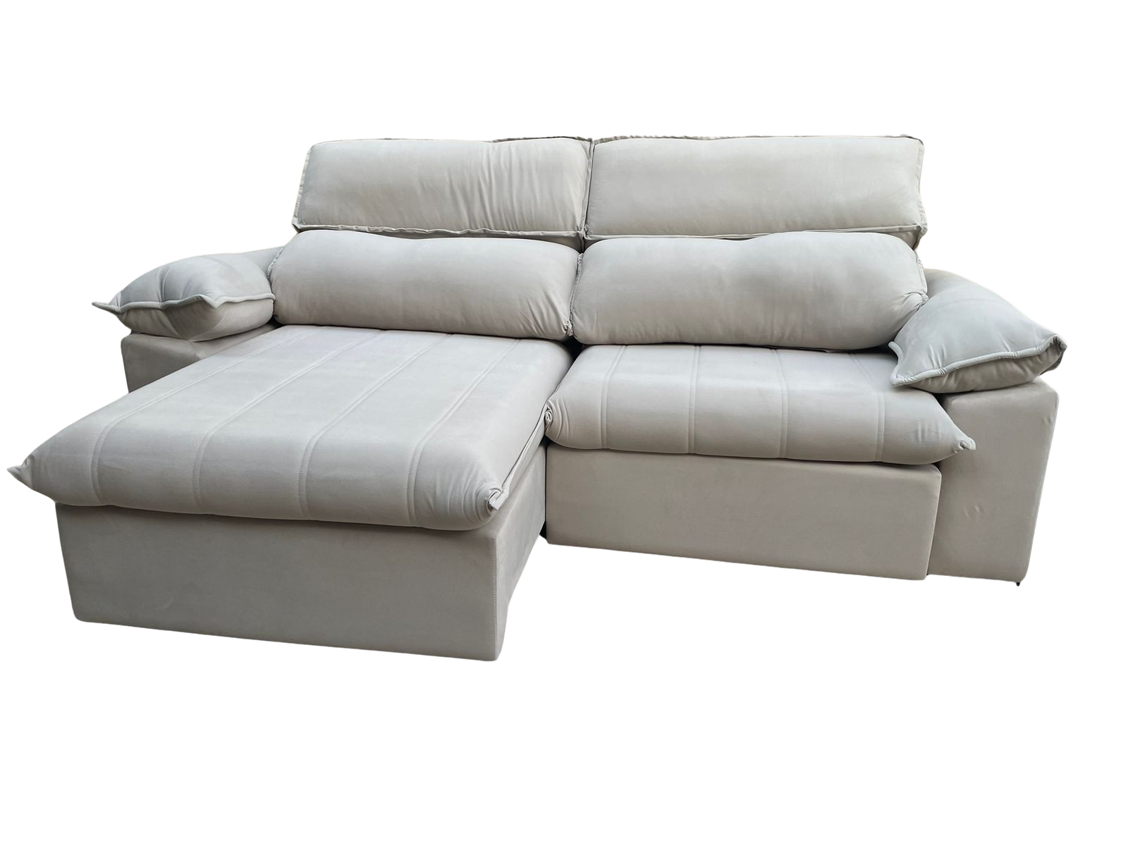 Sofá Retrátil e Reclinável Jackson 2,50 m Veludo Bege 3710 - UNIART ESTOFADOS - Imagem 4