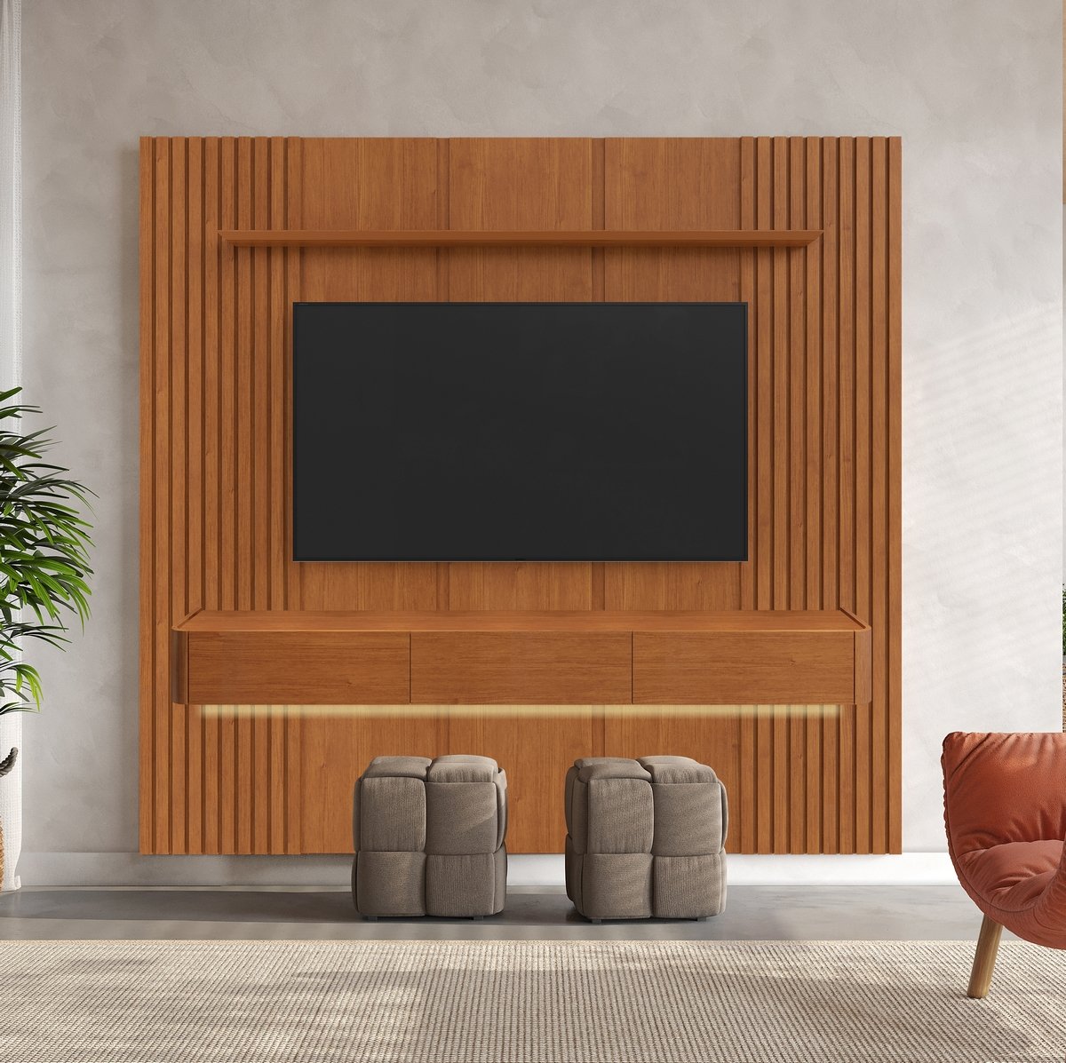 Painel até 58″ Union 1,87 + Nicho Union 1,80 Naturale – MAVAULAR - Imagem 2