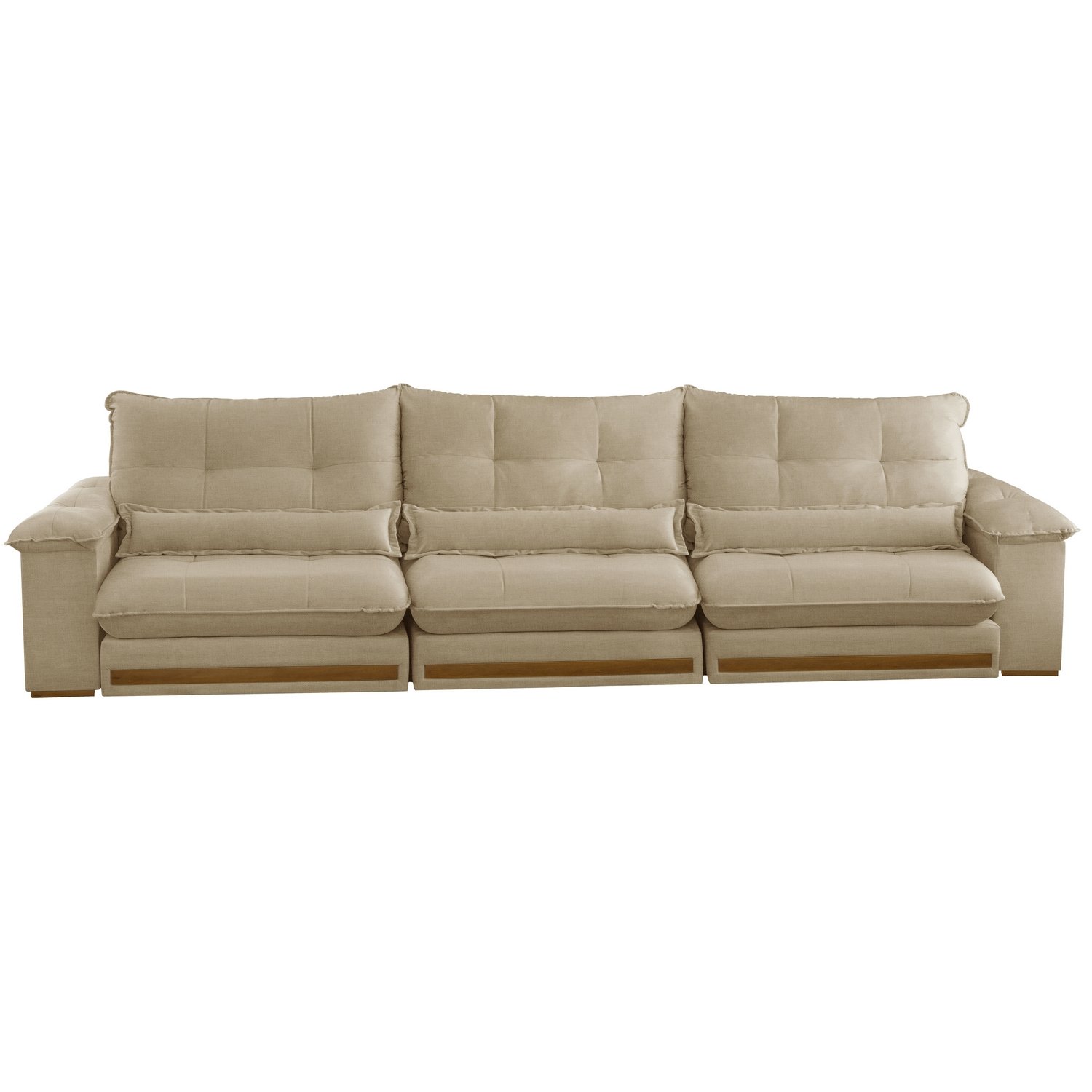 Sofá Retrátil e Reclinável Qatar 3,50 m Linho Bege A227– TREVO ESTOFADOS - Imagem 5