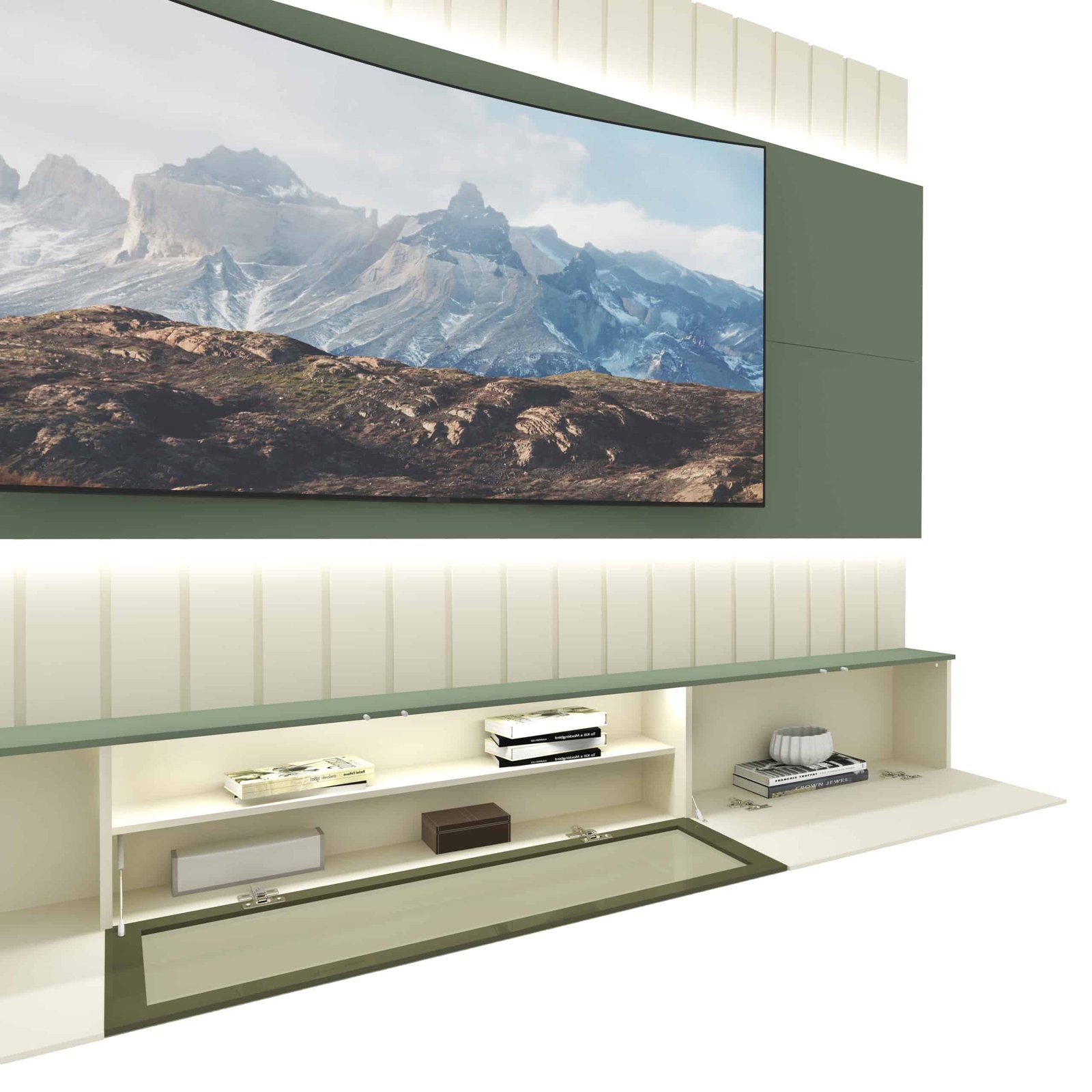 Home Suspenso até 85″ Soberano Reflecta 230 Off White/Verde Floresta – GELIUS - Imagem 4