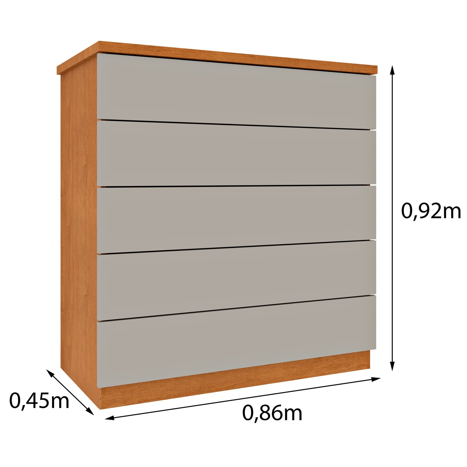 Cômoda 5 Gavetas Premium/Everest Cinamono/Off White - TCIL - Imagem 4