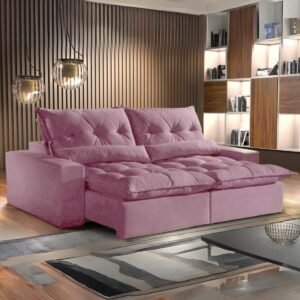 Sofá Retrátil e Reclinável Avalon 2,30 m Rosé - IMPÉRIO ESTOFADOS