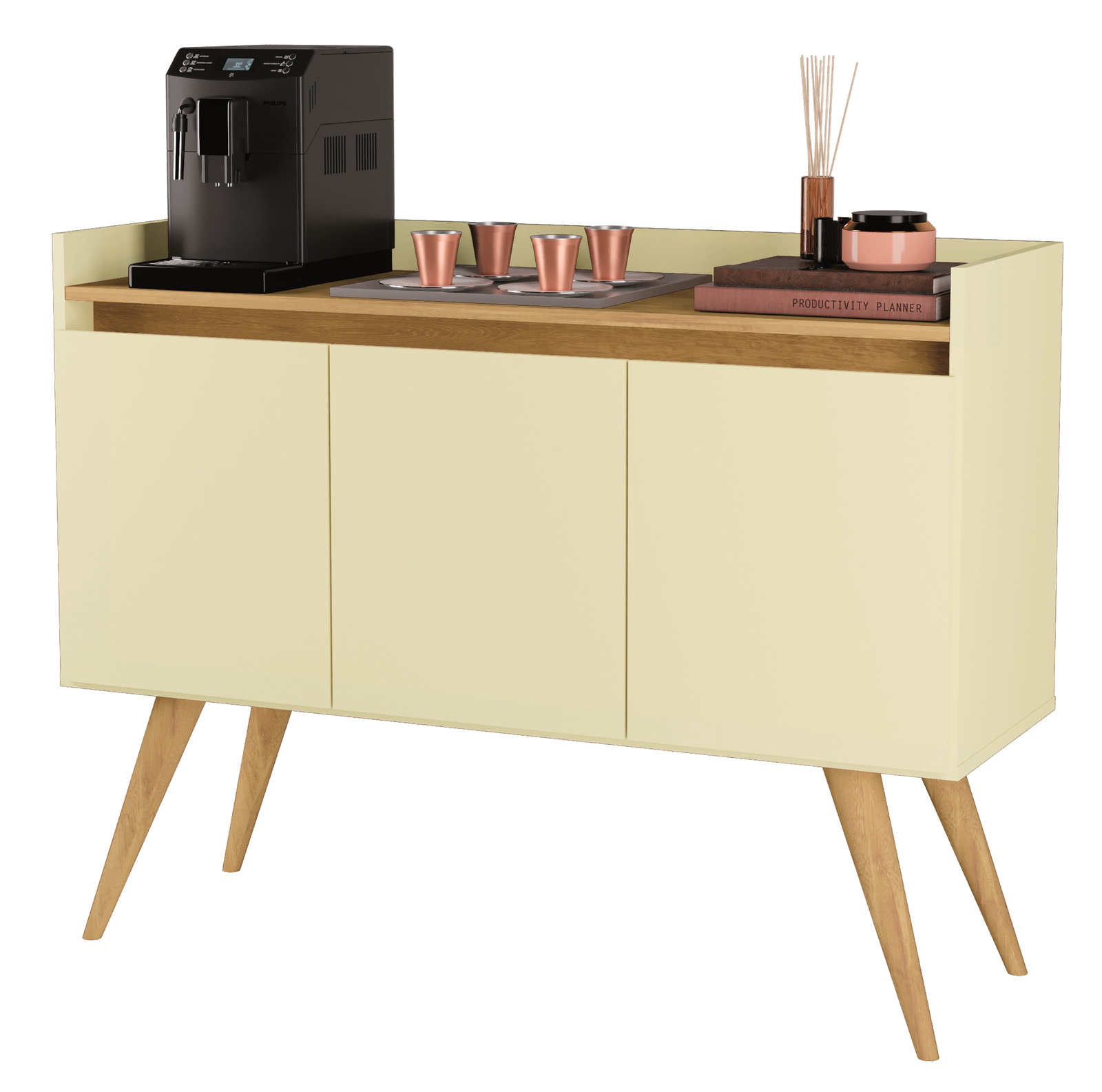 Buffet 3 Portas Gold Pérola/Mel - MÓVEIS PRIMUS - Imagem 2