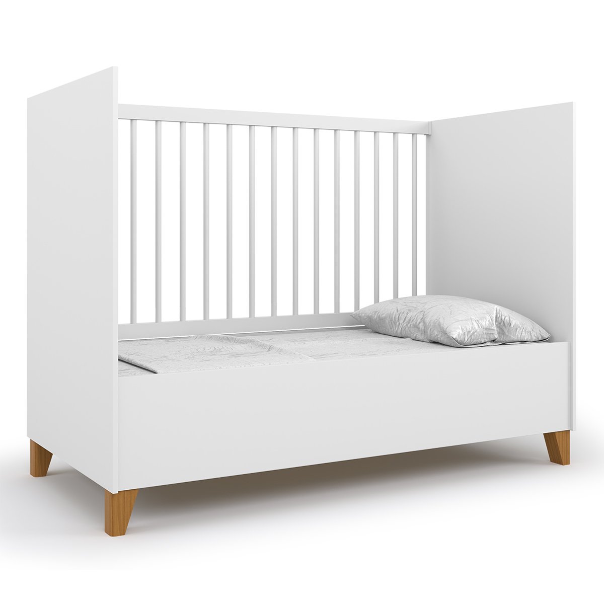 Cômoda 3 Gavetas com Porta + Berço Americano Magia Branco - BATROL MÓVEIS - Imagem 5