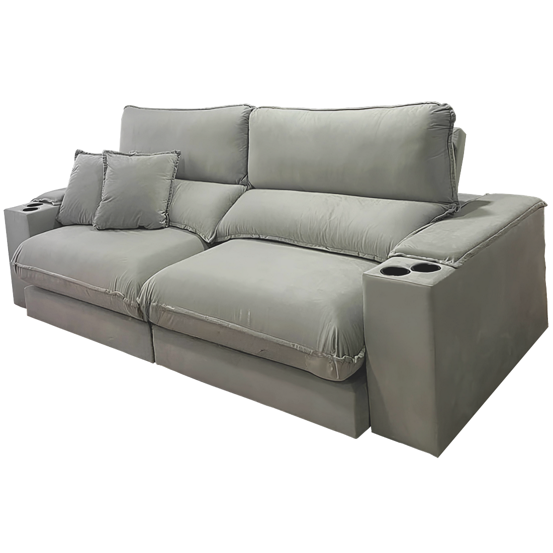 Sofá Retrátil e Reclinável Apogeu 2,90 m Veludo Prata 107 - ZARAT ESTOFADOS - Imagem 3