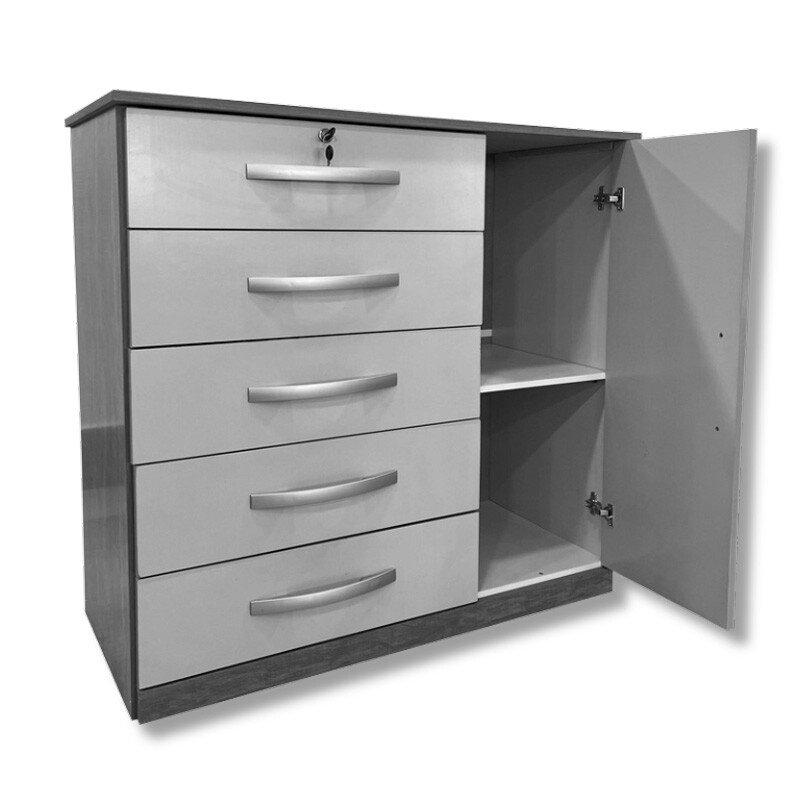 Cômoda Vane 012 Branco 5 Gavetas 1 Porta Larg. 0.92m - JL Móveis - Imagem 2