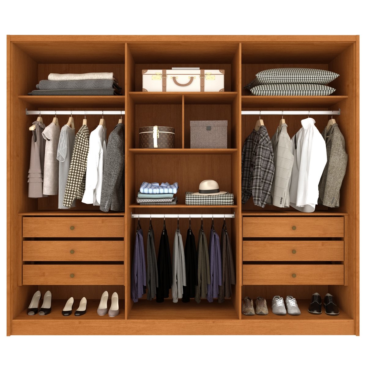 Guarda-Roupa 6 Portas Realeza/Esplendor 2,74 m Cinamono/Off White - TCIL - Imagem 2