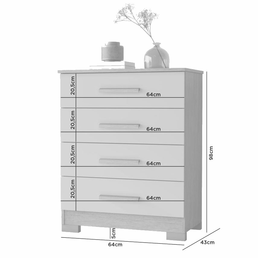 Cômoda 4 Gavetas Lidia Cinamomo/Off White - JCM MOVELARIA - Imagem 2