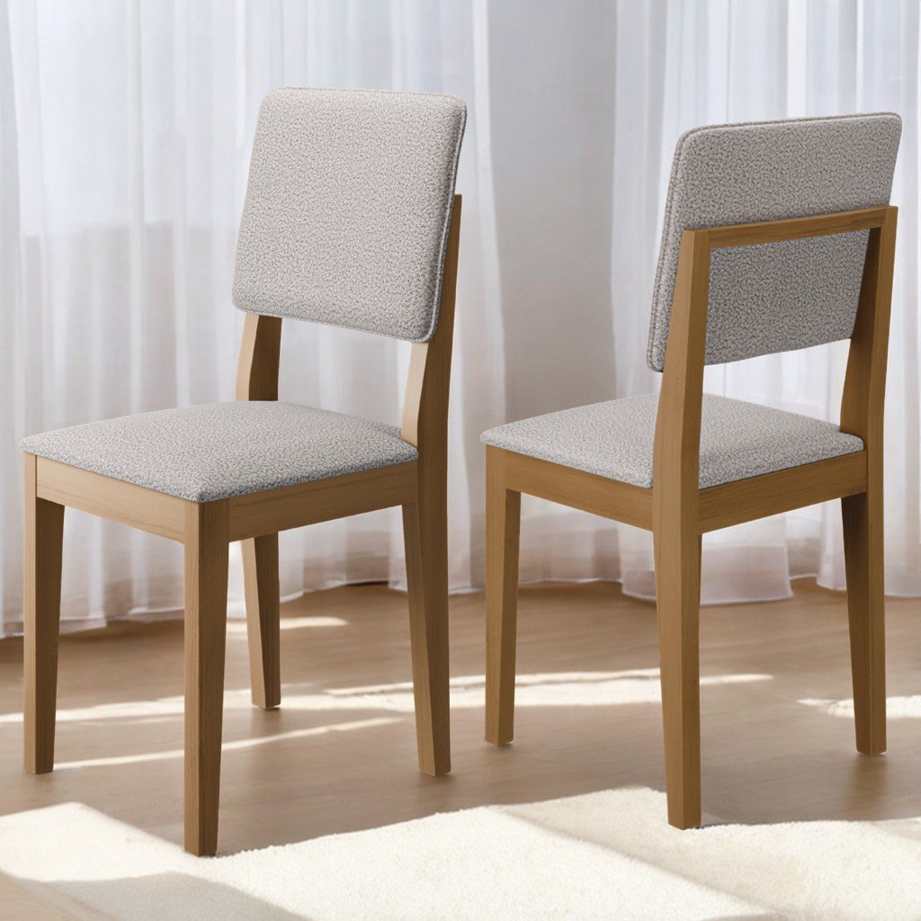Kit 2 Cadeiras Pérola Imbuia/Linho Cinza Prata - DOBUÊ MOVELARIA
