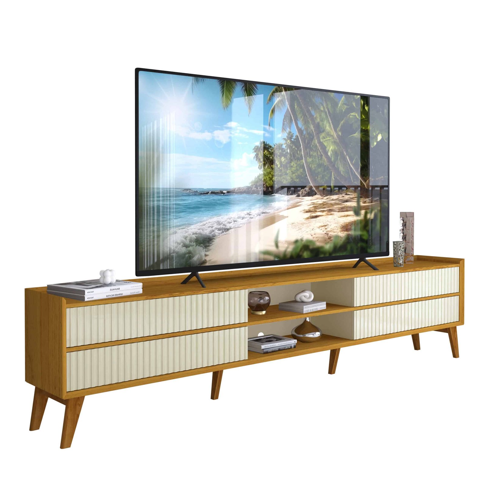 Rack até 85" Magnífico 212 Naturale/Off White - GELIUS - Imagem 6