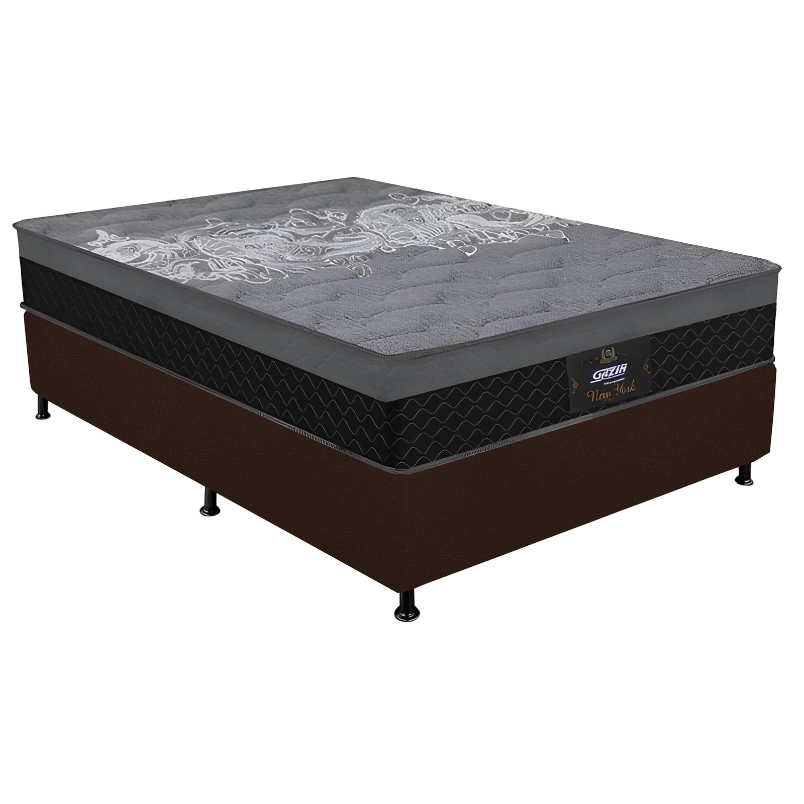 Colchão Casal New York D28 + Base Box Simples Corino Marrom – GAZIN COLCHÕES + BIOSTAR - Imagem 5