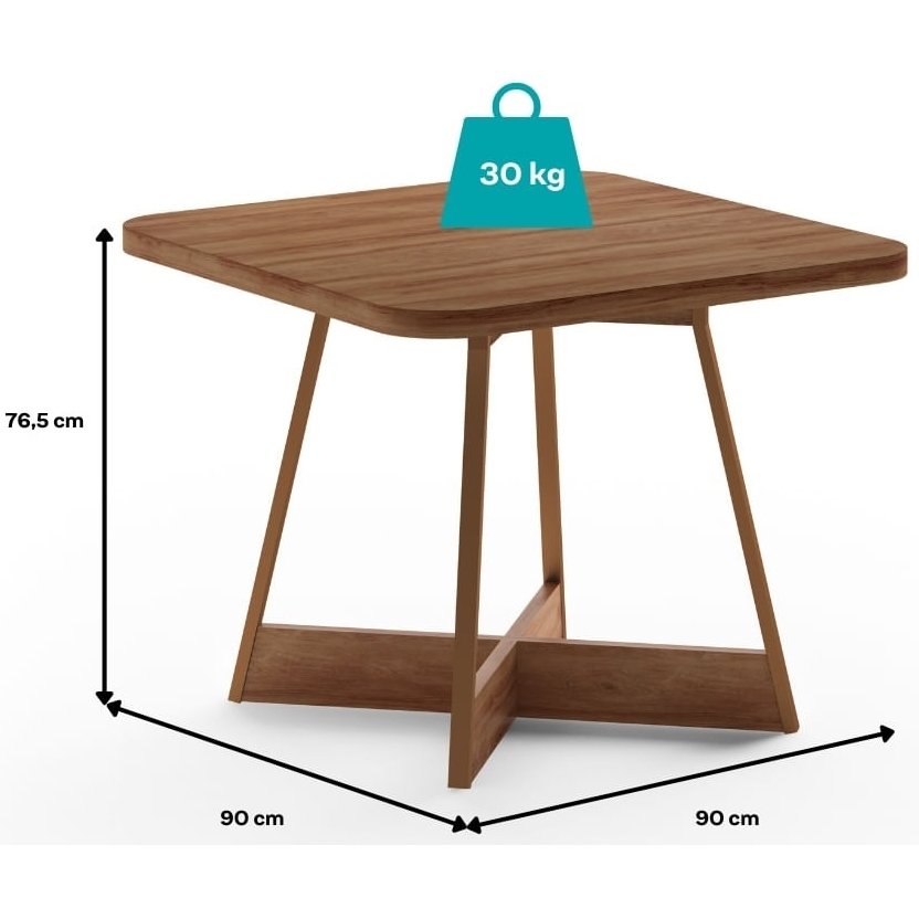 Mesa Átria 1593 Quadrada 90 Rosê Cobre/Nogal Freijó - CARRARO MÓVEIS - Imagem 4