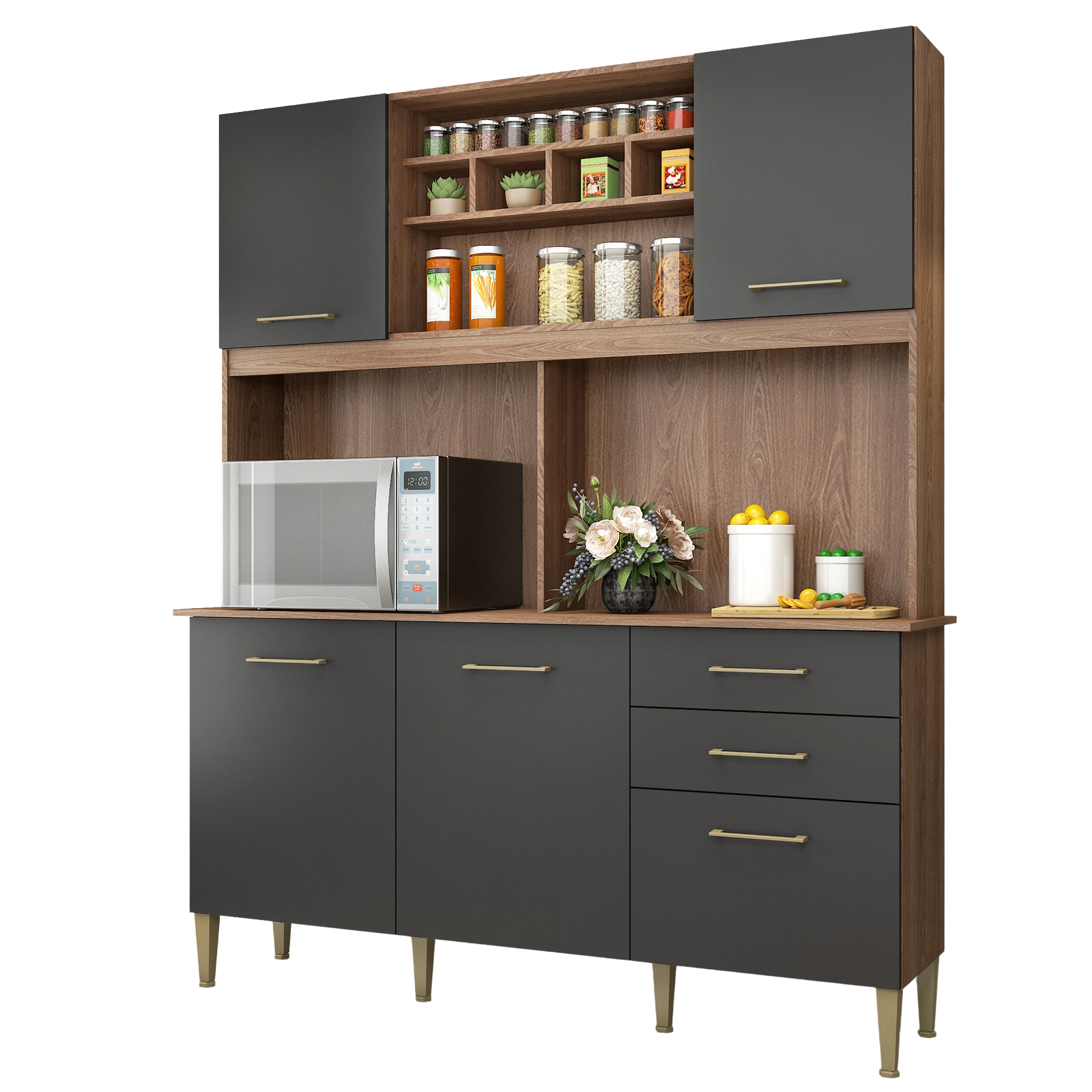 Kit Cozinha Alice/Laura C303 1,62 m Manchester/Grafite - FELLICCI - Imagem 2