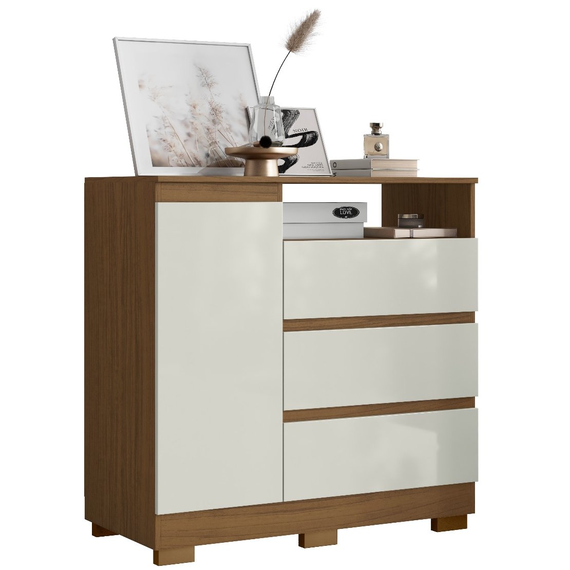 Cômoda 3 Gavetas com Sapateira e Nicho Atacama/Off White - ARAMÓVEIS - Imagem 4