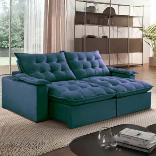 Sofá Retrátil e Reclinável Alaska 2,40 m Azul - MONTANO ESTOFADOS(PROMOÇÃO) - Imagem 2