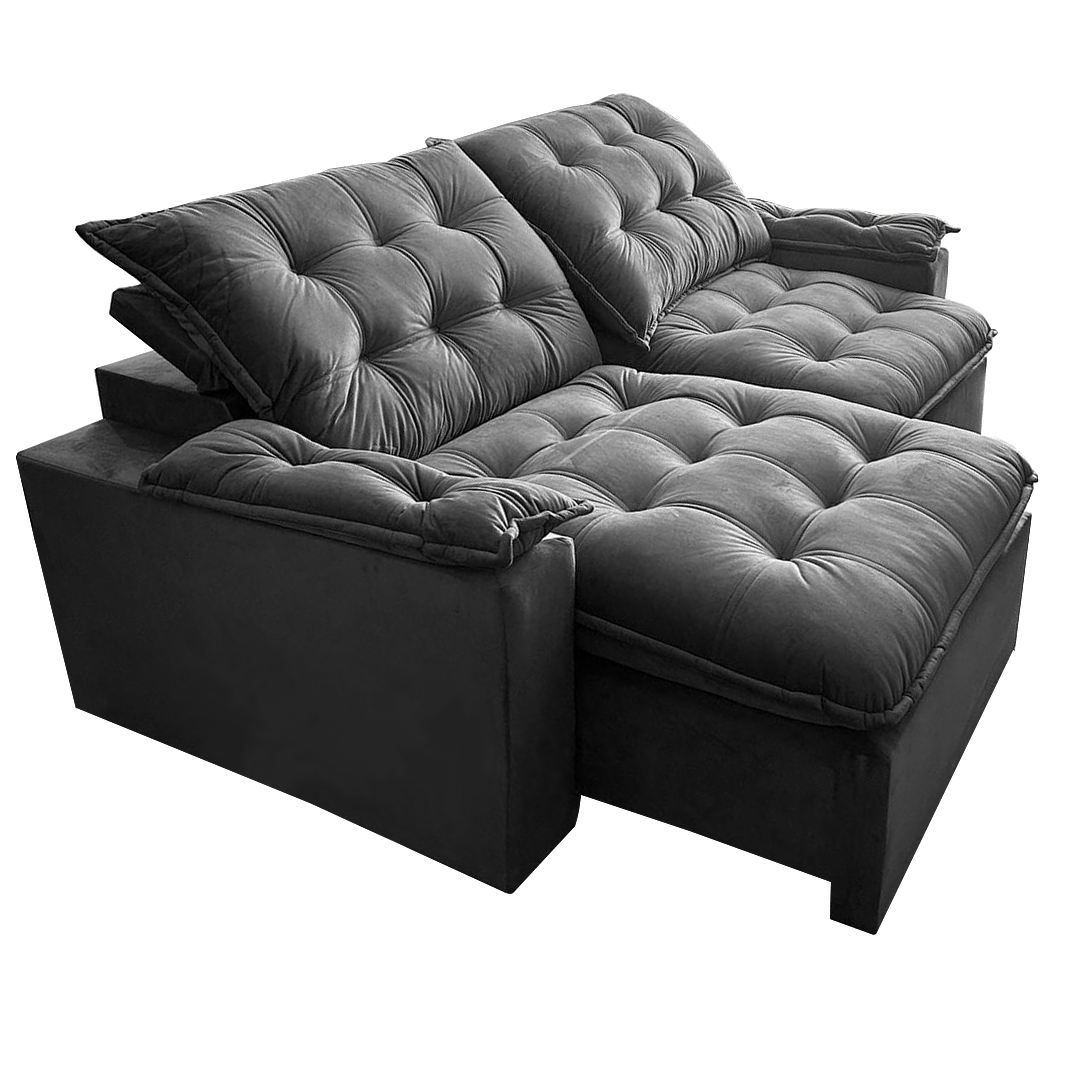 Sofá Retrátil e Reclinável Alaska 2,40 m Cinza Grafite - MONTANO ESTOFADOS - Imagem 4