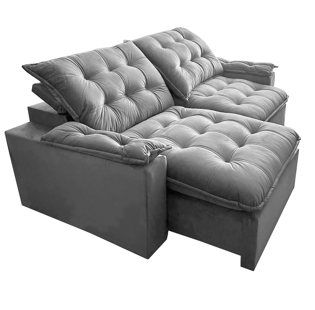 Sofá Retrátil e Reclinável Alaska 2,40 m Prata - MONTANO ESTOFADOS - Imagem 4