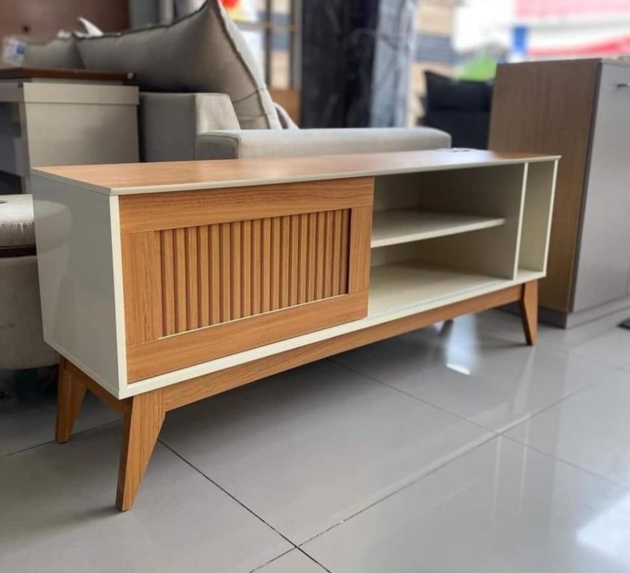 Rack até 55" Aruba Off White/Cedro - EDN MÓVEIS - Imagem 5