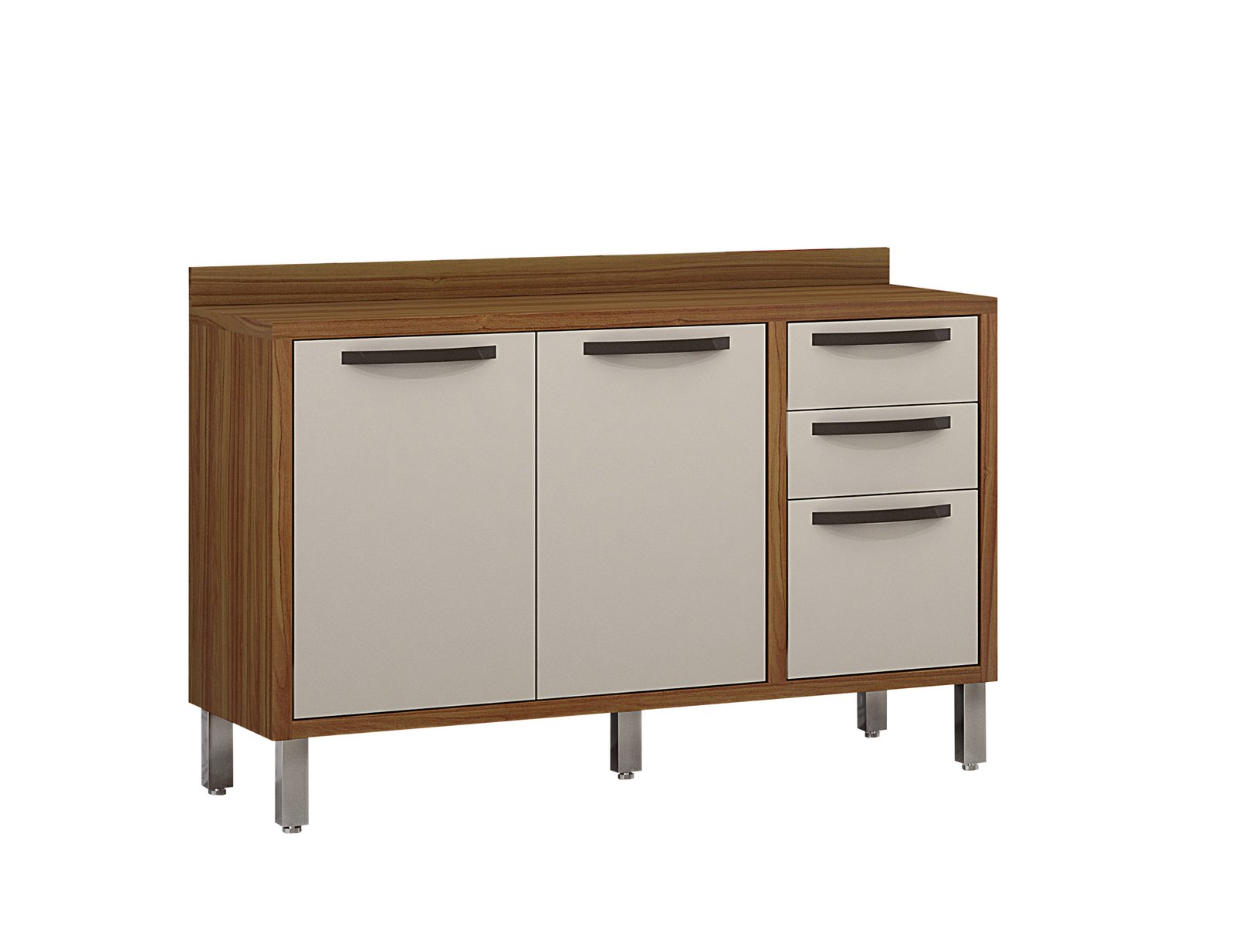 Balcão 2 Portas 3 Gavetas Letícia Carvalho/Off White - CHF - Imagem 2