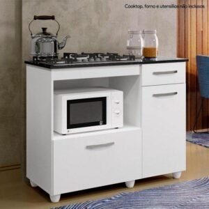 Balcão para Cooktop 4 Bocas Violeta Branco - KAIKI MÓVEIS