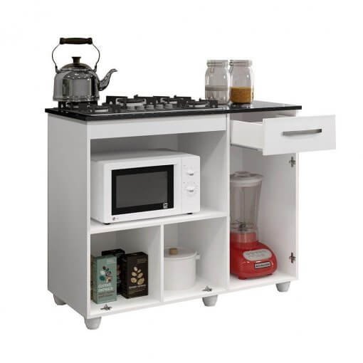 Balcão para Cooktop 4 Bocas Violeta Branco - KAIKI MÓVEIS - Imagem 3