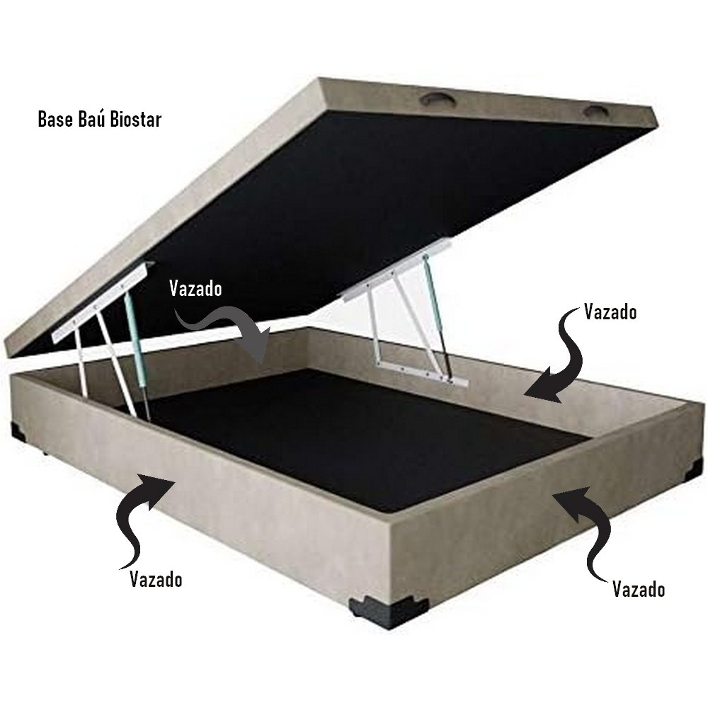 Base Box Casal Baú Corino Preto - BIOSTAR - Imagem 2