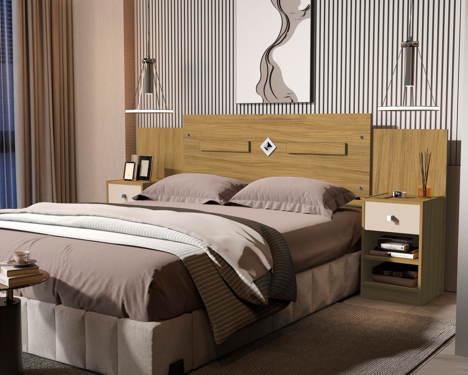 Cabeceira Casal/Queen Lara Freijó/Off White/Freijó – MADEC/VJ MÓVEIS - Imagem 3