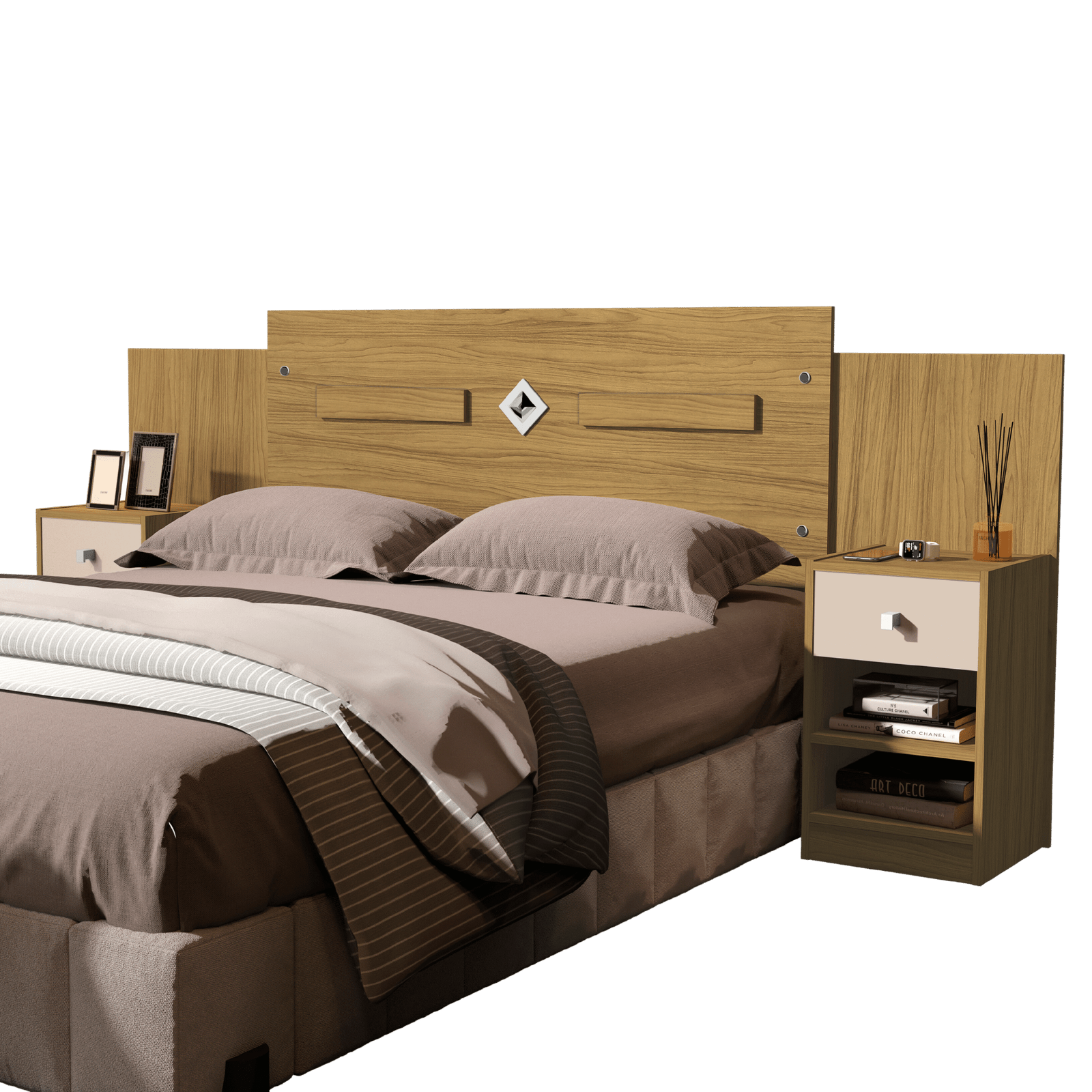 Cabeceira Casal/Queen Lara Freijó/Off White/Freijó – MADEC/VJ MÓVEIS - Imagem 4