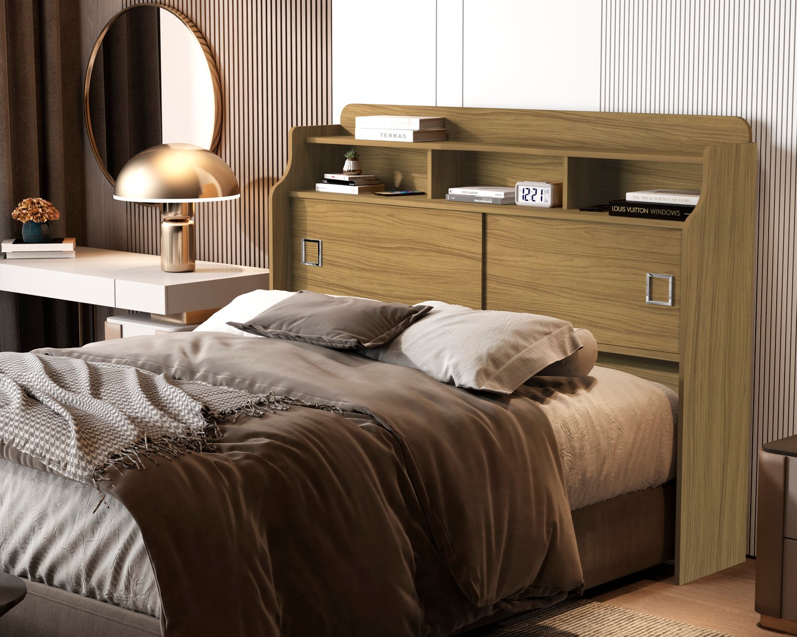 Cabeceira Casal Jéssica Freijó/Grafite/Freijó - MADEC/VJ MÓVEIS - Imagem 3