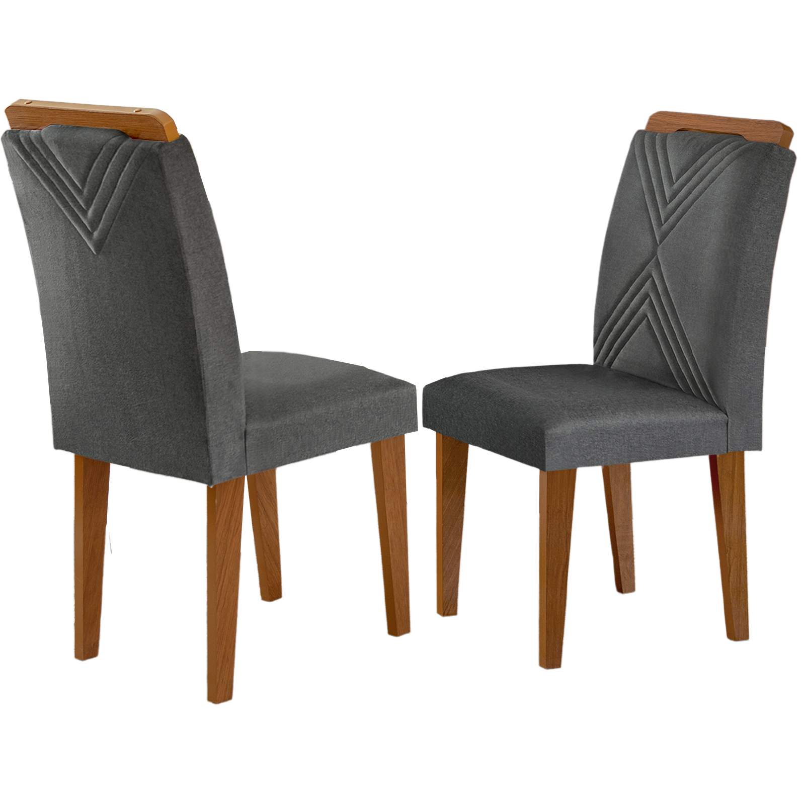 Kit 2 Cadeiras Amsterdã Imbuia/Linho Grafite – RUFATO - Imagem 2
