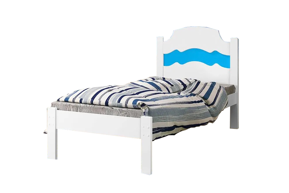 Cama Solteiro Íris Branco/Rosa/Azul - MADEC/VJ MÓVEIS - Imagem 2